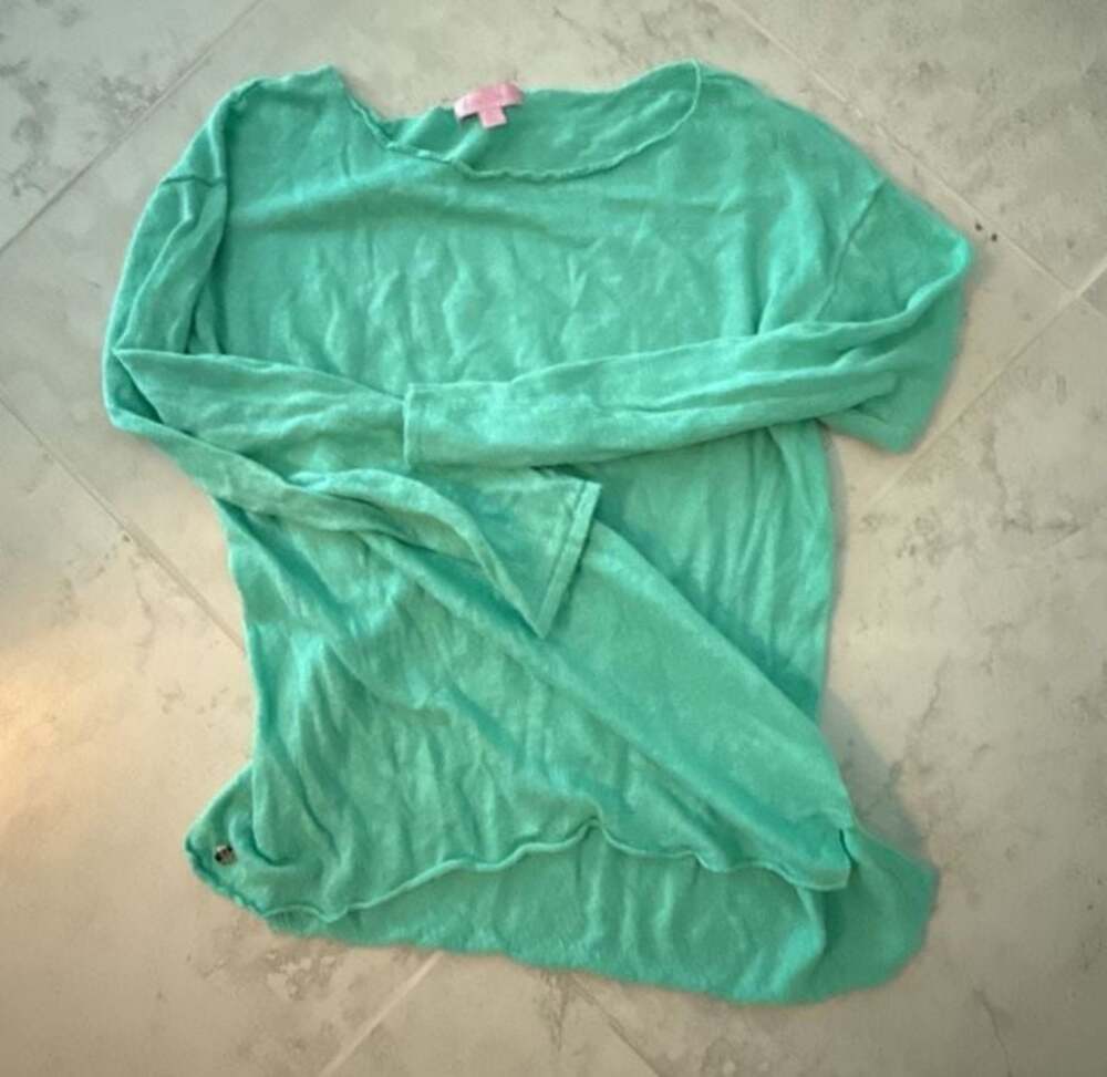 Lilly Pulitzer Women's Size M Green 100% Linen Long Sleeve Sweater
